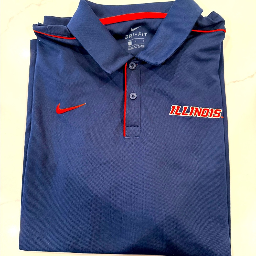 University of Illinois Fighting Illini NIKE On Field Polo Large.  Like new.